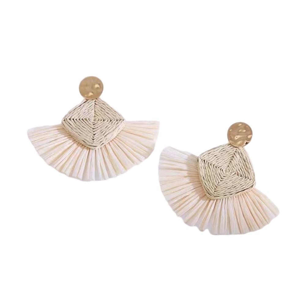 Boho Fan Raffia Earrings - Picture 6 of 6